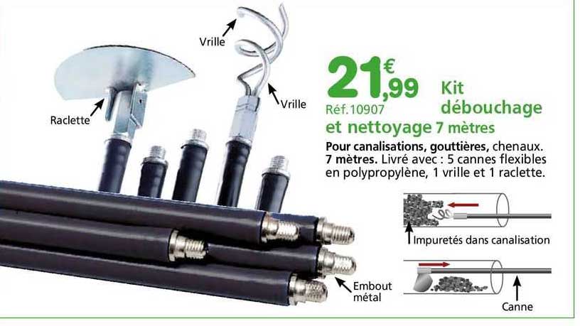 kit débouchage et nettoyage 7 mètres