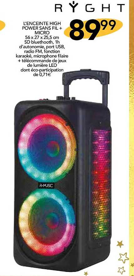 l'enceinte high power sans fil + micro ryght