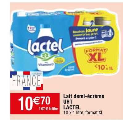 lait demi-écrémé uht lactel