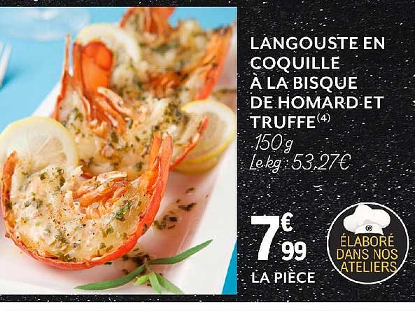 langouste en coquille à la bisque de homard et truffe