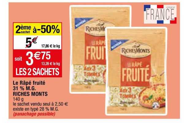 le râpé fruité 31% m.g. riches monts