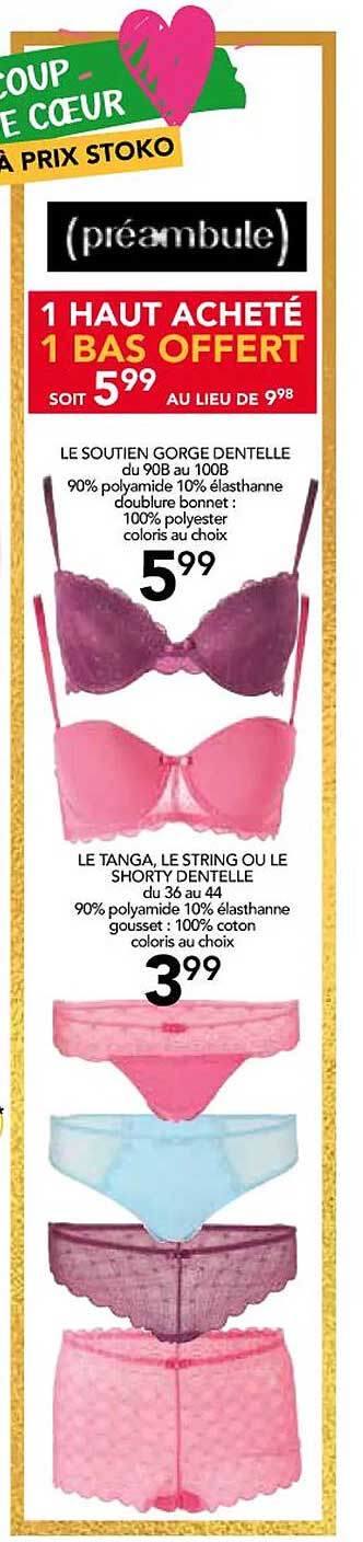 le soutien gorge dentelle, le tanga, le string ou le shorty dentelle