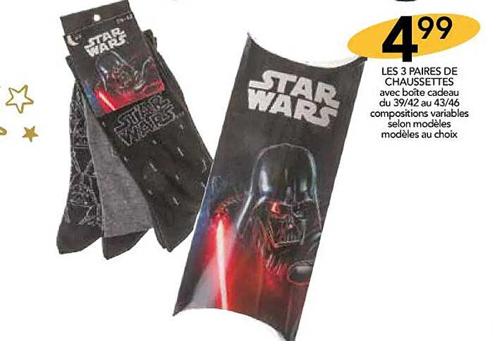 les 3 paires de chaussettes star wars