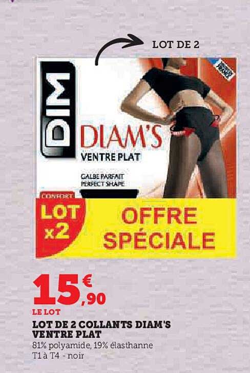 lot de 2 collants diam's ventres plat