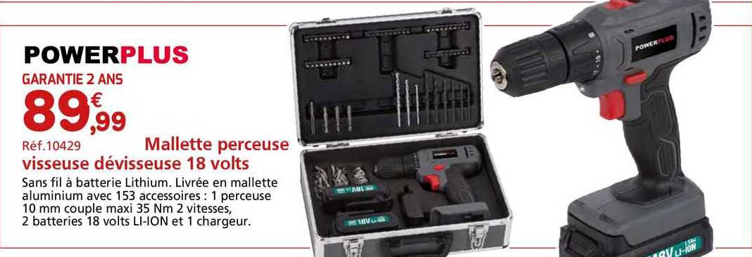 mallette  perceuse visseuse dévisseuse 18 volts