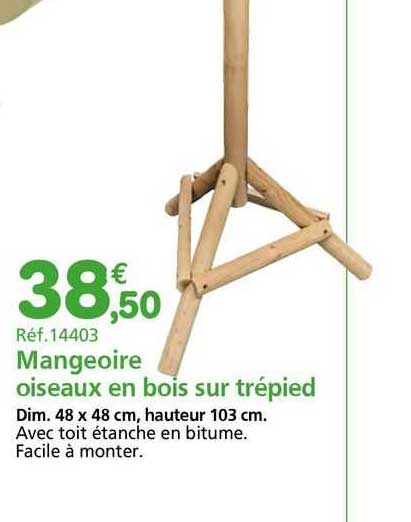 Mangeoire Oiseaux En Bois Sur Trépied