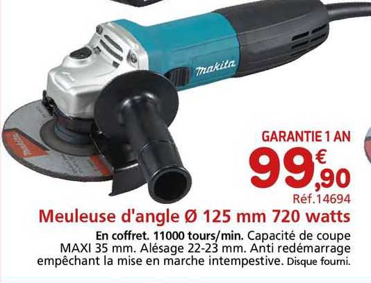 meuleuse d'angle ø 125 mm 720 watts