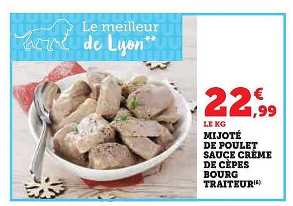 mijoté de poulet sauce crème de cèpes bourg traiteur