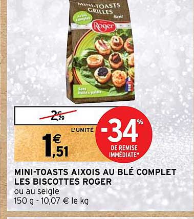 mini-toasts aixois au blé complet les biscottes roger