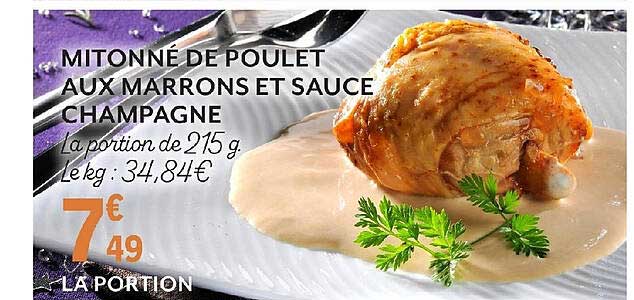 mitonné de poulet aux marrons et sauce champagne