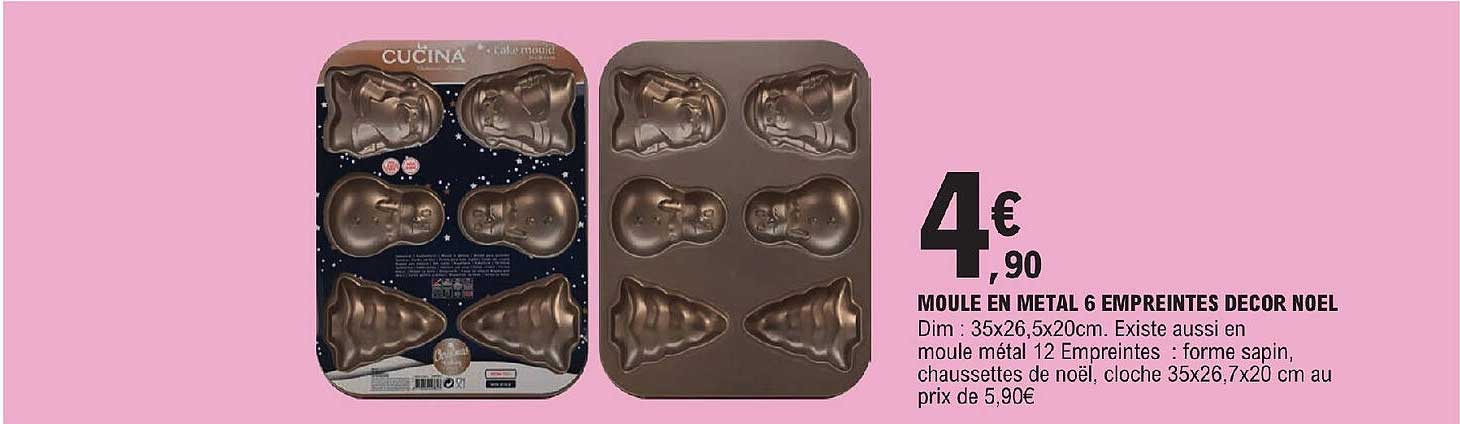 moule en métal 6 empreintes décor noël