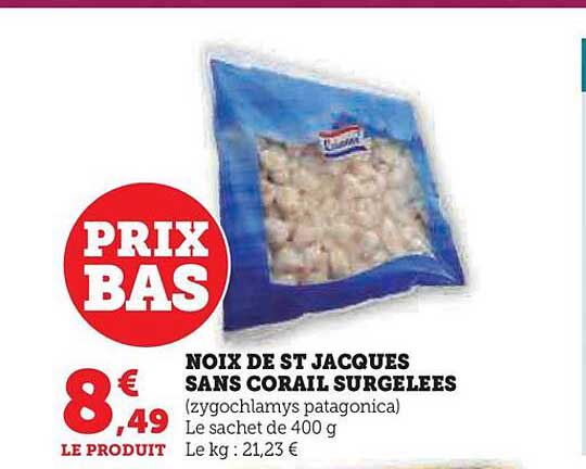 noix de st jacques sans corail surgelées