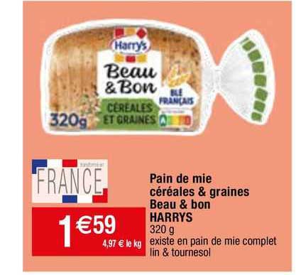 pain de mie céréales & graines beau & bon harrys