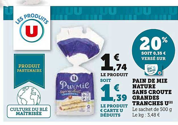 pain de mie nature sans croûte grandes tranches u