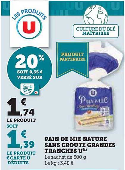 pain de mie nature sans croute grandes tranches u