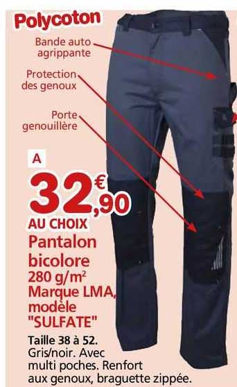 pantalon bicolore 280 g/m2 marque lma modèle "sulfate"