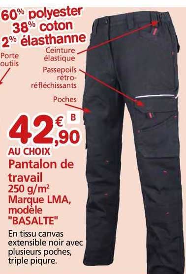 pantalon de travail 250 g/m2 marque lma modèle "basalte"