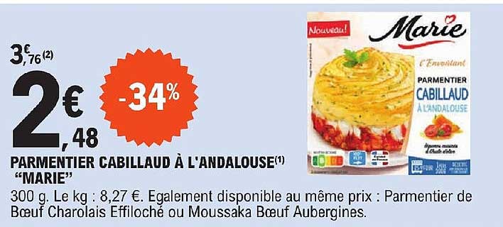 parmentier cabillaud à l'andalouse "marie"