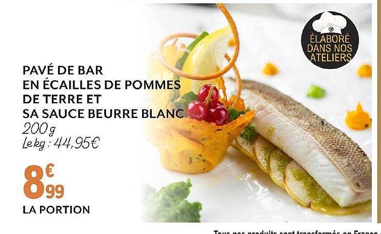 pavé de bar en écailles de pommes de terre et sa sauce beurre blanc