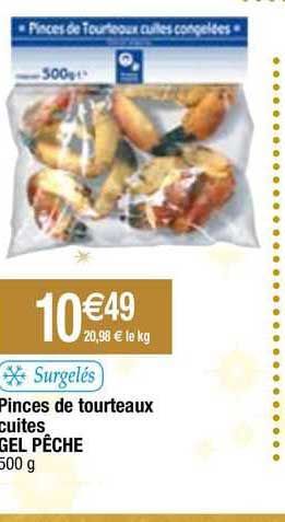 pinces de tourteaux cuites gel pêche