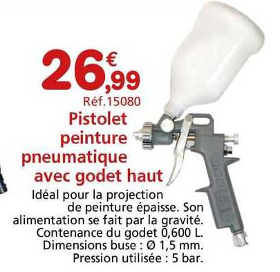 pistolet peinture pneumatique avec godet haut