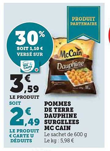 pommes de terre dauphine surgelées mc cain