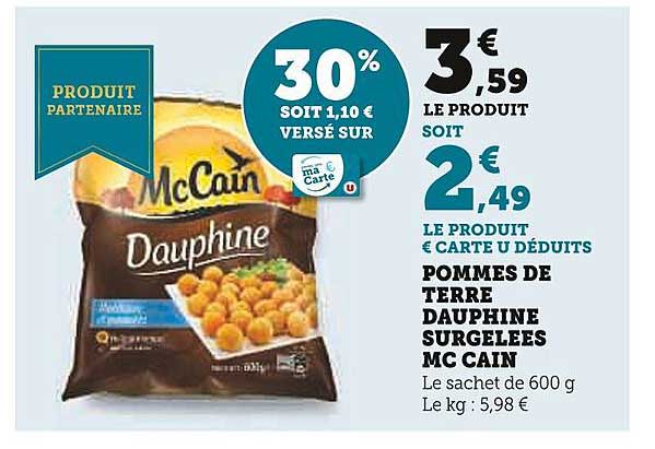 pommes de terre dauphine surgelées mc cain