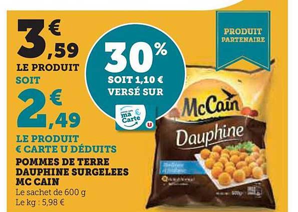 pommes de terre dauphine surgelées mc cain