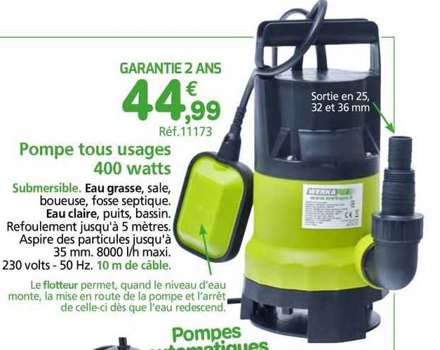 pompe tous usages 400 watts