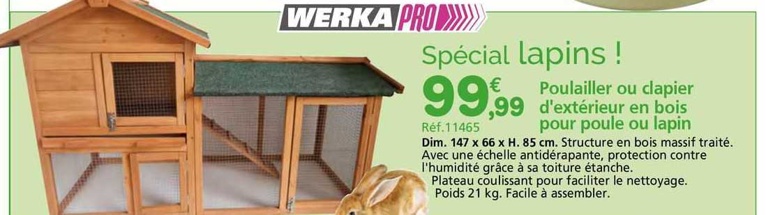 poulailler ou clapier d'extérieur en bois pour poule ou lapin werka pro