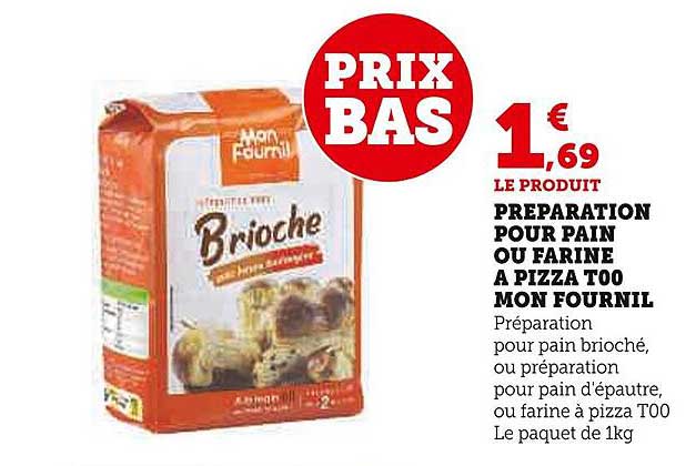 préparation pour pain ou farine à pizza t00 mon fournil