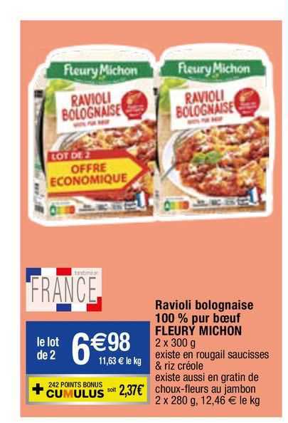 ravioli bolognaise 100% pur bœuf fleury michon