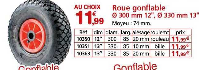 roue gonflable ø 300 mm 12" ø 330 ùù 13"