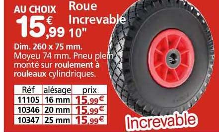 roue increvable 10" dim 260 x 75 cm