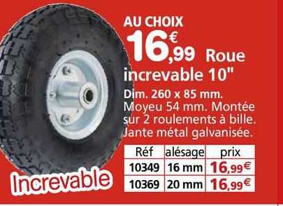 roue increvable 10" dim 260 x 85 cm