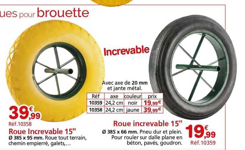 Roue Increvable 15" ø 385 X 95 Mm Roue Increvable 15" ø 385 X 66 Mm