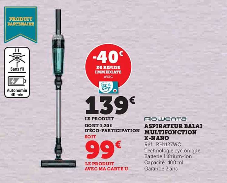 rowenta aspirador balai multifoncition x-nano