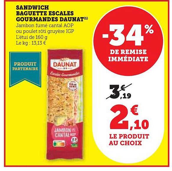 Sandwich Baguette Escales Gourmandes Daunat