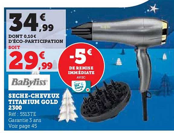 sèche-cheveux titanium gold 2300 babyliss