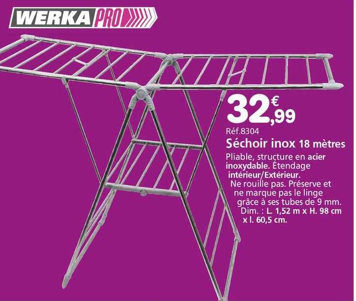 séchoir inox 18 mètres