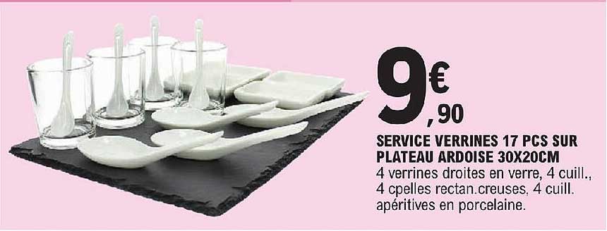 service verrines 17 pcs sur plateau ardoise 30 x 20 cm