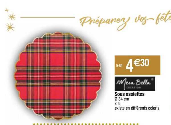 sous assiettes mesa bella