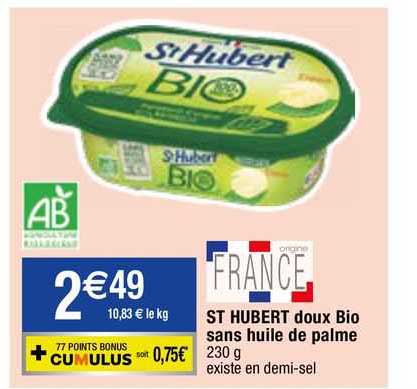 st hubert doux bio sans huile de palme