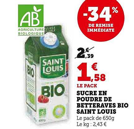 sucre en poudre de betteraves bio saint louis