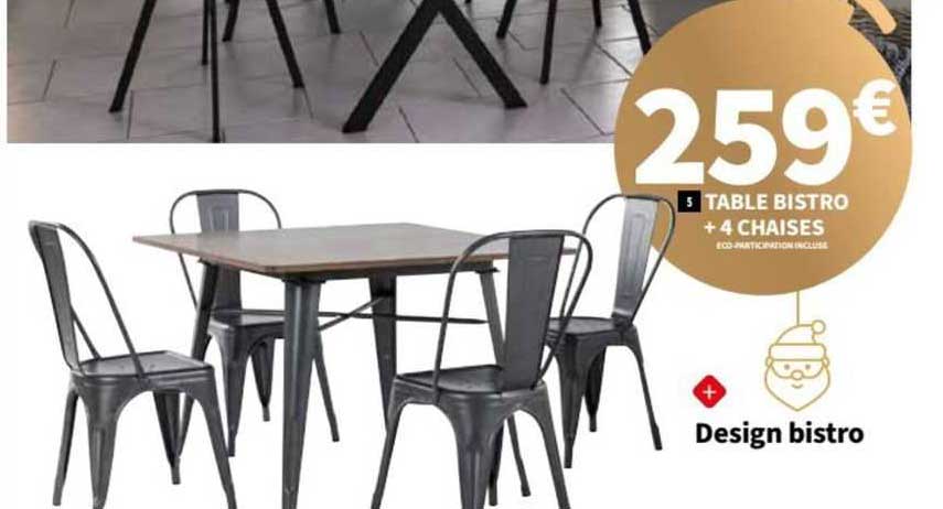 Table Bistro + 4 Chaises