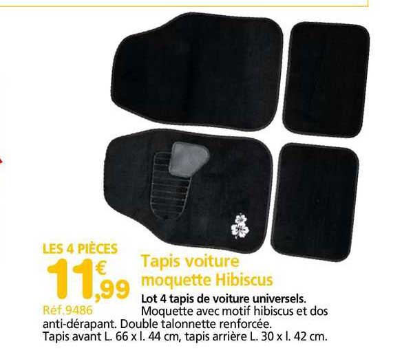 tapis voiture moquette hibiscus