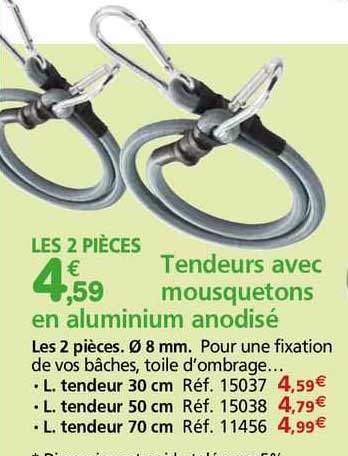 tendeurs avec mousquetons en aluminium anodisé