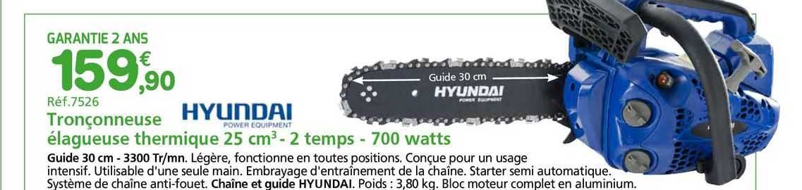 tronçonneuse élagueuse thermique 25 cm3 - 2 temps - 700 watts hyundai