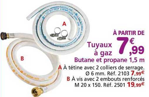 tuyaux à gaz butane et propane 1.5 m