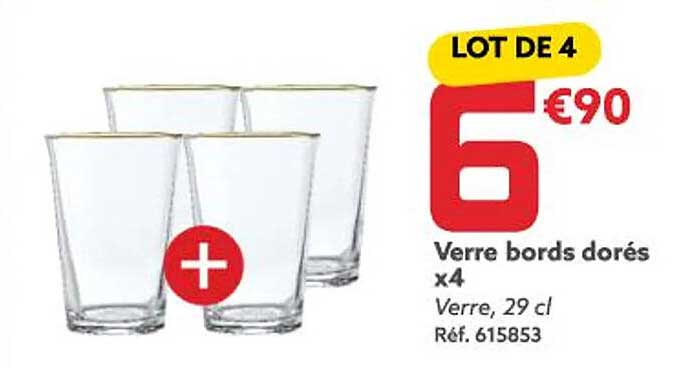 verre bords dorés x 4